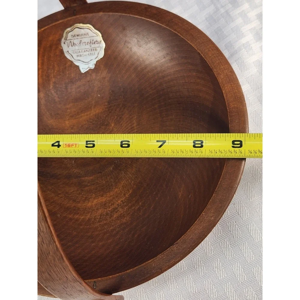 Woodcroftery Hand Carved Wood Bowl with‎ Handle & Side Pegs- Fruit, Bread Decor